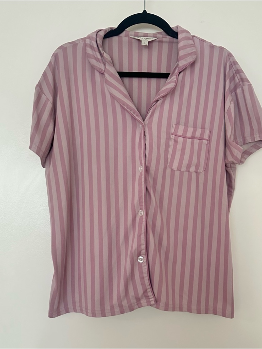 Laura Ashley Pink and Light Pink Striped Short Sleeve Pajama Top and Bottoms